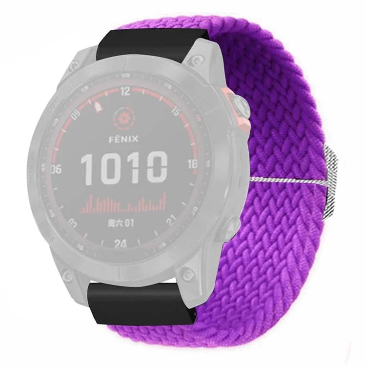 For Coros Vertix 2 / Garmin Fenix 7X / 6X / 5X Braided Watchbands Nylon Elastic Strap with 26mm PC Connector