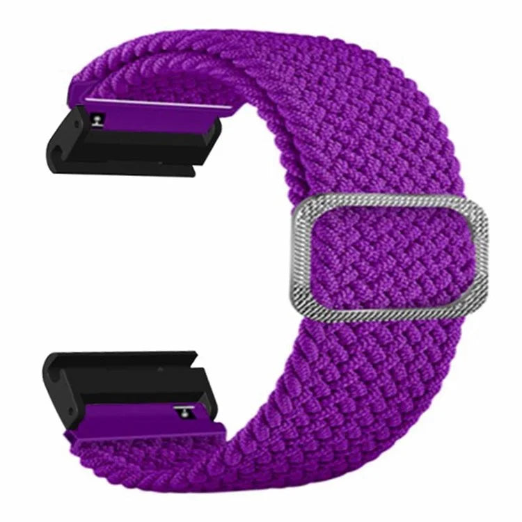 For Coros Vertix 2 / Garmin Fenix 7X / 6X / 5X Braided Watchbands Nylon Elastic Strap with 26mm PC Connector