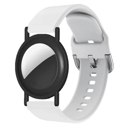 Silicone Watch Band for Apple AirTag Tracker Adjustable Strap with PC Frame Holder