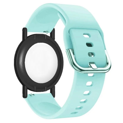 Silicone Watch Band for Apple AirTag Tracker Adjustable Strap with PC Frame Holder