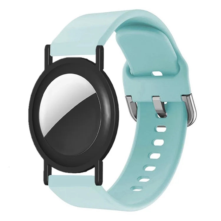 Silicone Watch Band for Apple AirTag Tracker Adjustable Strap with PC Frame Holder
