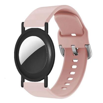 Silicone Watch Band for Apple AirTag Tracker Adjustable Strap with PC Frame Holder