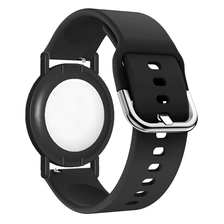 Silicone Watch Band for Apple AirTag Tracker Adjustable Strap with PC Frame Holder