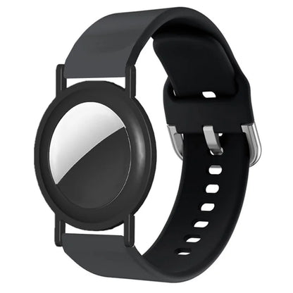 Silicone Watch Band for Apple AirTag Tracker Adjustable Strap with PC Frame Holder
