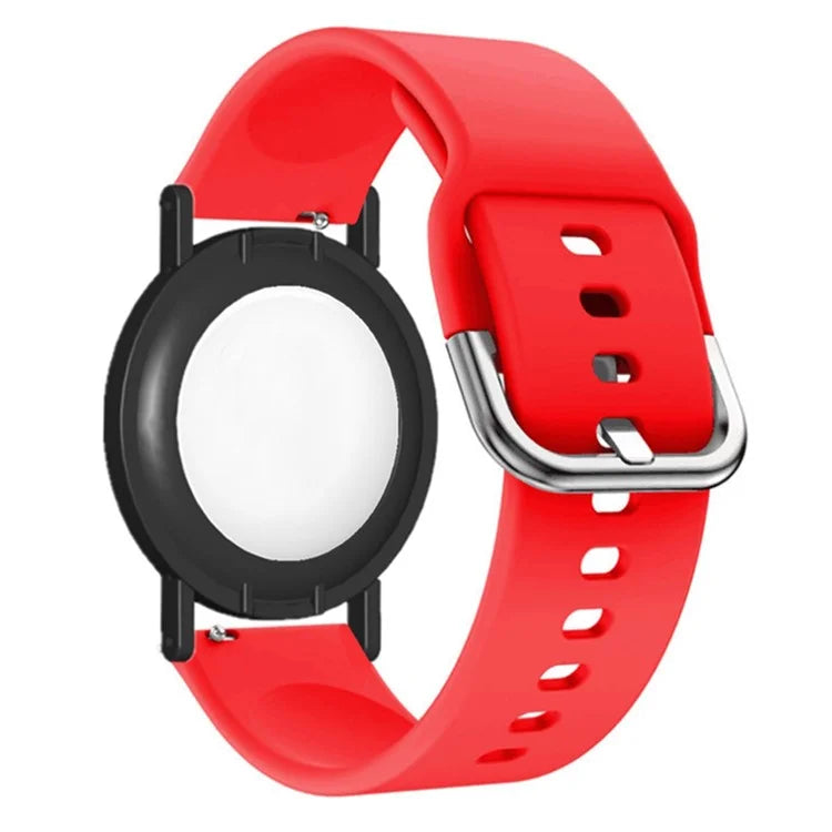 Silicone Watch Band for Apple AirTag Tracker Adjustable Strap with PC Frame Holder