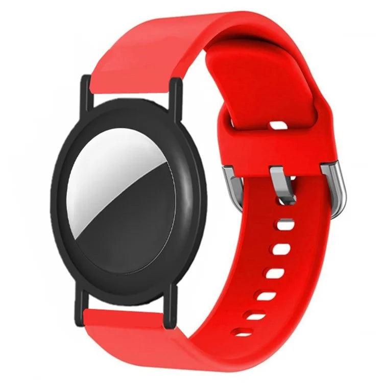 Silicone Watch Band for Apple AirTag Tracker Adjustable Strap with PC Frame Holder