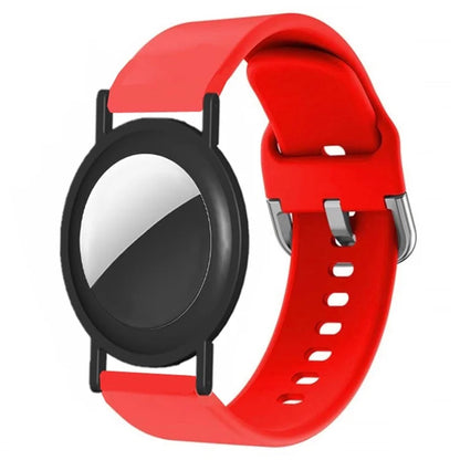 Silicone Watch Band for Apple AirTag Tracker Adjustable Strap with PC Frame Holder