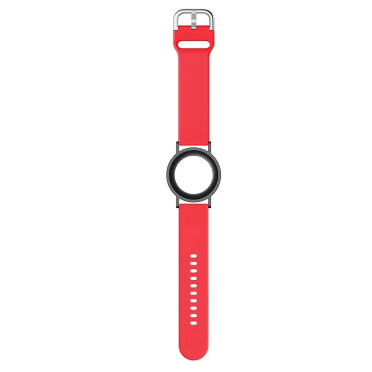 Silicone Watch Band for Apple AirTag Tracker Adjustable Strap with PC Frame Holder
