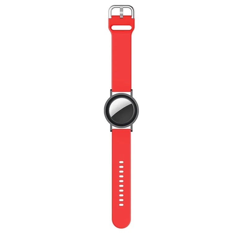 Silicone Watch Band for Apple AirTag Tracker Adjustable Strap with PC Frame Holder