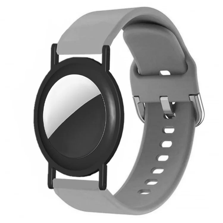 Silicone Watch Band for Apple AirTag Tracker Adjustable Strap with PC Frame Holder