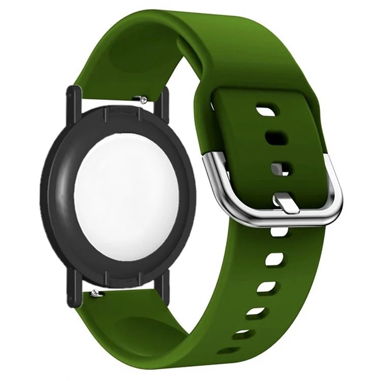 Silicone Watch Band for Apple AirTag Tracker Adjustable Strap with PC Frame Holder