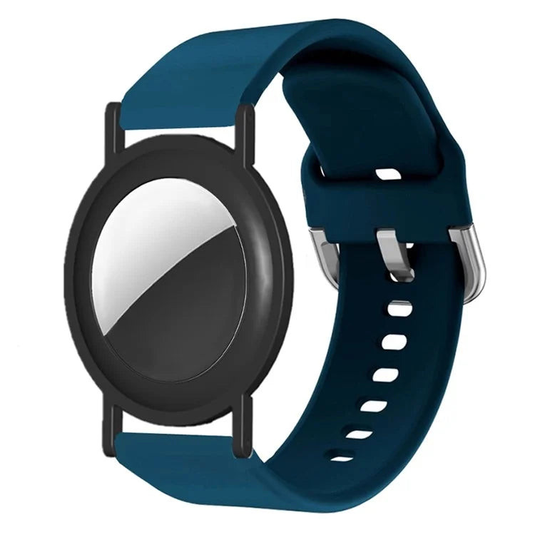 Silicone Watch Band for Apple AirTag Tracker Adjustable Strap with PC Frame Holder