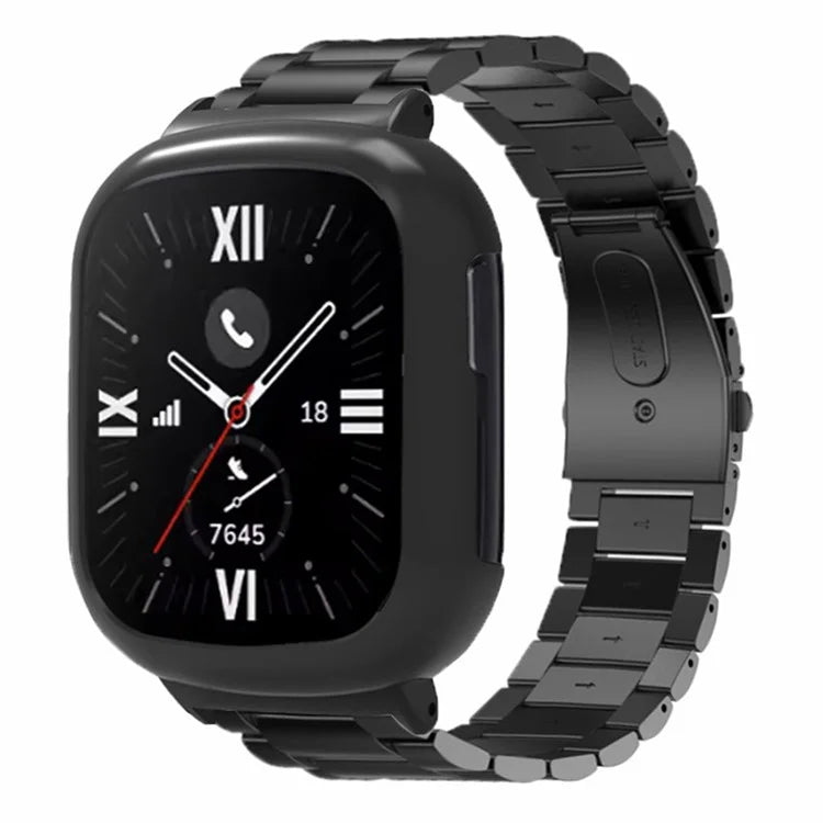 For Honor Watch 4 Watch Strap 3-Bead Stainless Steel Wrist Strap with PC Watch Case