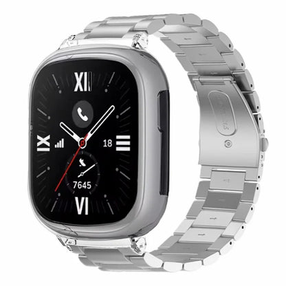For Honor Watch 4 Watch Strap 3-Bead Stainless Steel Wrist Strap with PC Watch Case