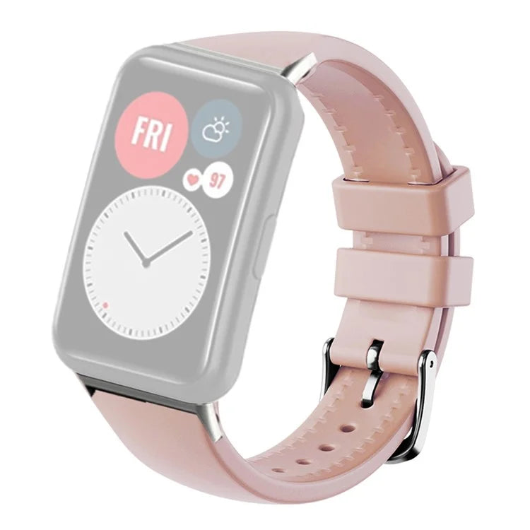 For Huawei Watch Fit Watch Strap Adjustable Silicone Wrist Band with Silver Connector