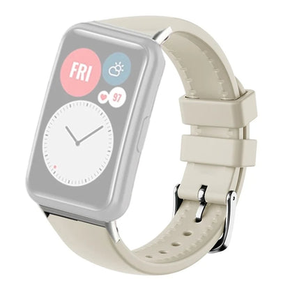 For Huawei Watch Fit Watch Strap Adjustable Silicone Wrist Band with Silver Connector