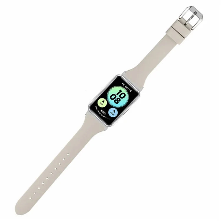 For Huawei Watch Fit Watch Strap Adjustable Silicone Wrist Band with Silver Connector