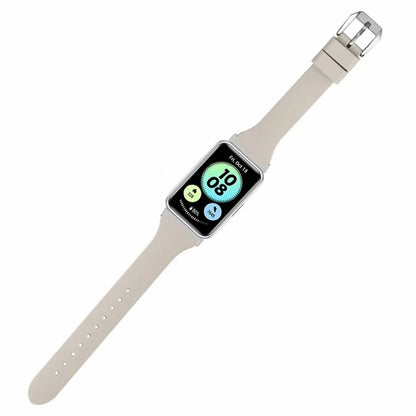 For Huawei Watch Fit Watch Strap Adjustable Silicone Wrist Band with Silver Connector