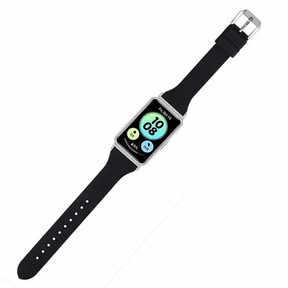 For Huawei Watch Fit Watch Strap Adjustable Silicone Wrist Band with Silver Connector