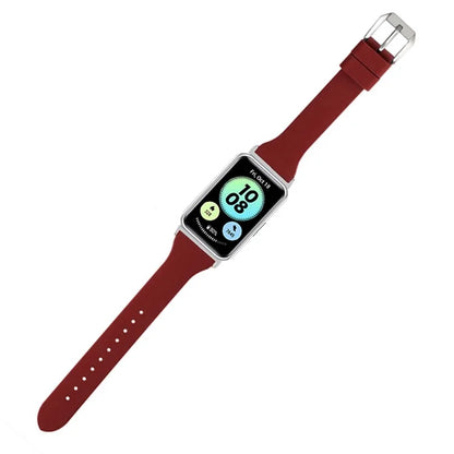 For Huawei Watch Fit Watch Strap Adjustable Silicone Wrist Band with Silver Connector
