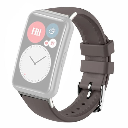 For Huawei Watch Fit Watch Strap Adjustable Silicone Wrist Band with Silver Connector