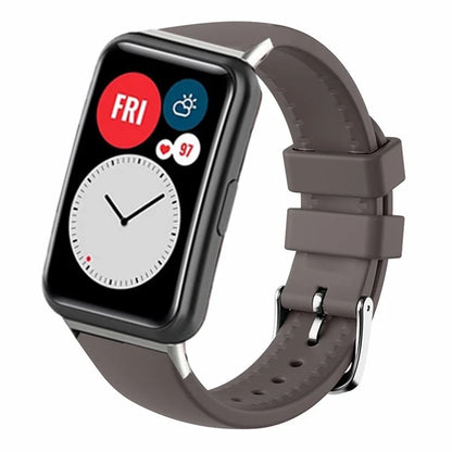 For Huawei Watch Fit Watch Strap Adjustable Silicone Wrist Band with Silver Connector