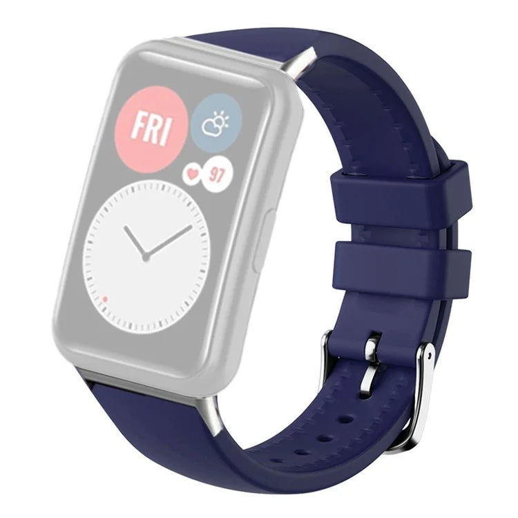 For Huawei Watch Fit Watch Strap Adjustable Silicone Wrist Band with Silver Connector