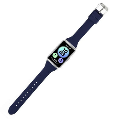 For Huawei Watch Fit Watch Strap Adjustable Silicone Wrist Band with Silver Connector