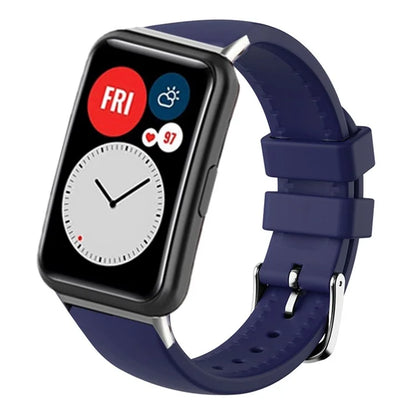 For Huawei Watch Fit Watch Strap Adjustable Silicone Wrist Band with Silver Connector