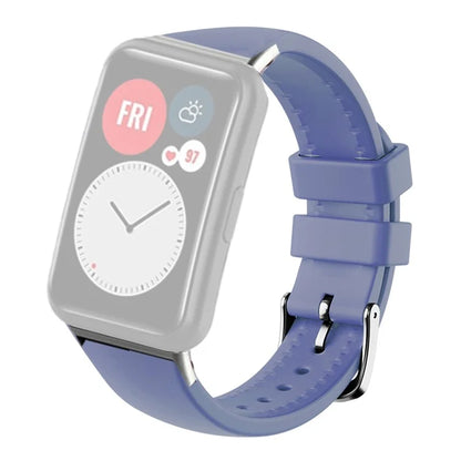 For Huawei Watch Fit Watch Strap Adjustable Silicone Wrist Band with Silver Connector