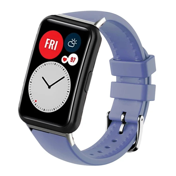For Huawei Watch Fit Watch Strap Adjustable Silicone Wrist Band with Silver Connector