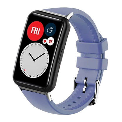 For Huawei Watch Fit Watch Strap Adjustable Silicone Wrist Band with Silver Connector