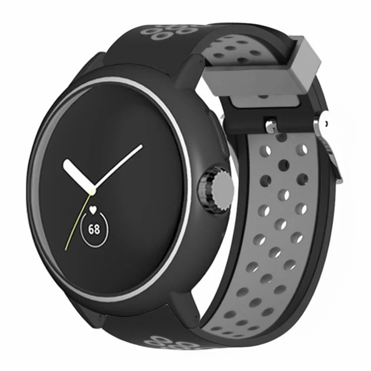 For Google Pixel Watch / Pixel Watch 2 Watch Strap Dual Color Silicone Band with Watch Case