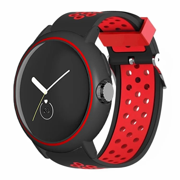 For Google Pixel Watch / Pixel Watch 2 Watch Strap Dual Color Silicone Band with Watch Case