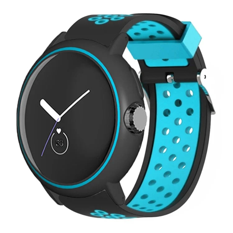 For Google Pixel Watch / Pixel Watch 2 Watch Strap Dual Color Silicone Band with Watch Case