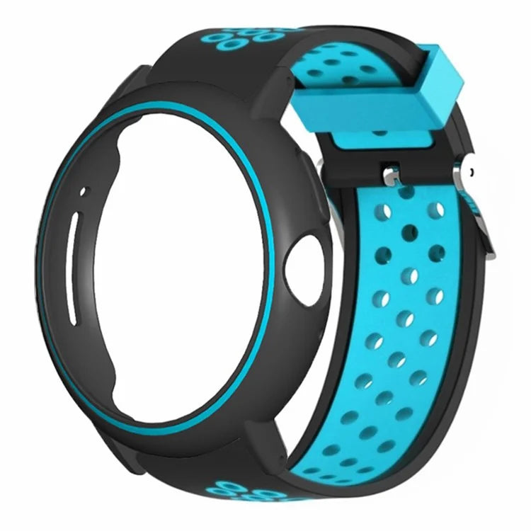 For Google Pixel Watch / Pixel Watch 2 Watch Strap Dual Color Silicone Band with Watch Case