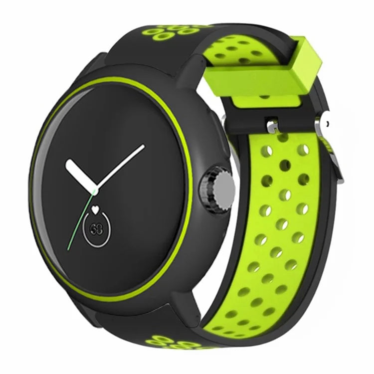 For Google Pixel Watch / Pixel Watch 2 Watch Strap Dual Color Silicone Band with Watch Case