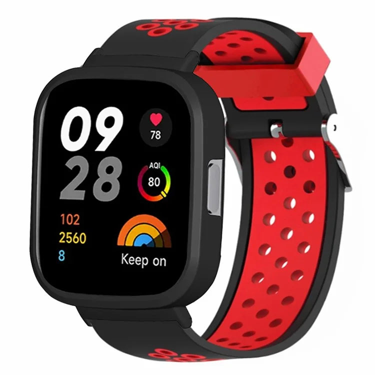 For Xiaomi Redmi Watch 3 Silicone Watch Band Dual Color Strap with PC Watch Case