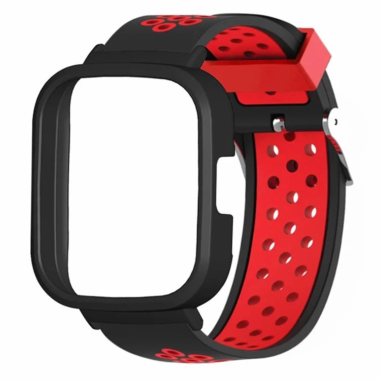 For Xiaomi Redmi Watch 3 Silicone Watch Band Dual Color Strap with PC Watch Case
