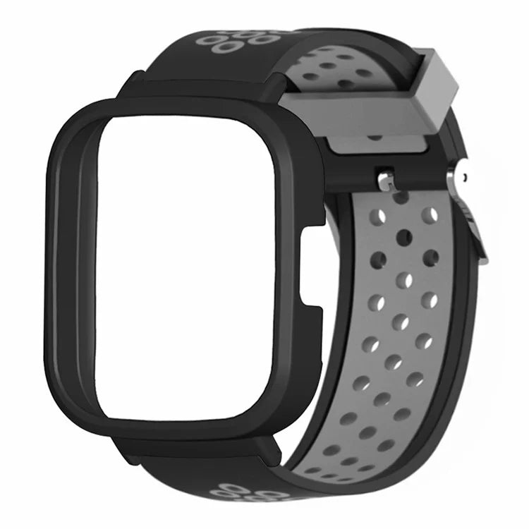 For Xiaomi Redmi Watch 3 Silicone Watch Band Dual Color Strap with PC Watch Case