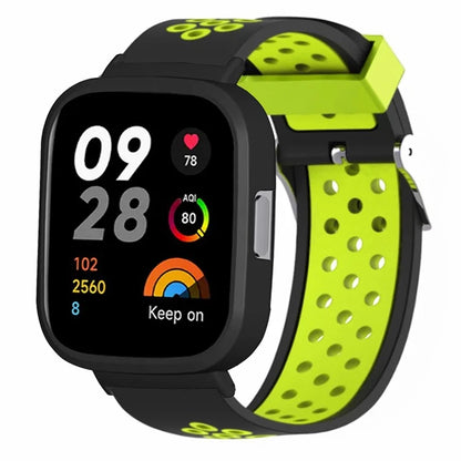 For Xiaomi Redmi Watch 3 Silicone Watch Band Dual Color Strap with PC Watch Case