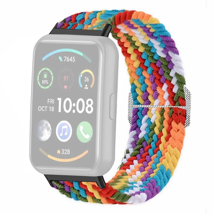 For Huawei Watch Fit 2 Adjustable Watch Strap Braided Elastic Wristband
