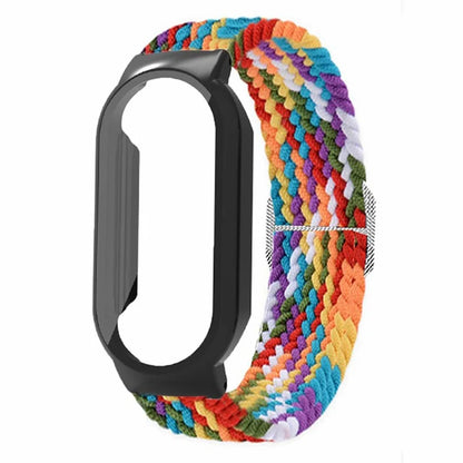 For Xiaomi Smart Band 8 / Band 8 NFC Braided Watch Band with PC Watch Case and Screen Protector