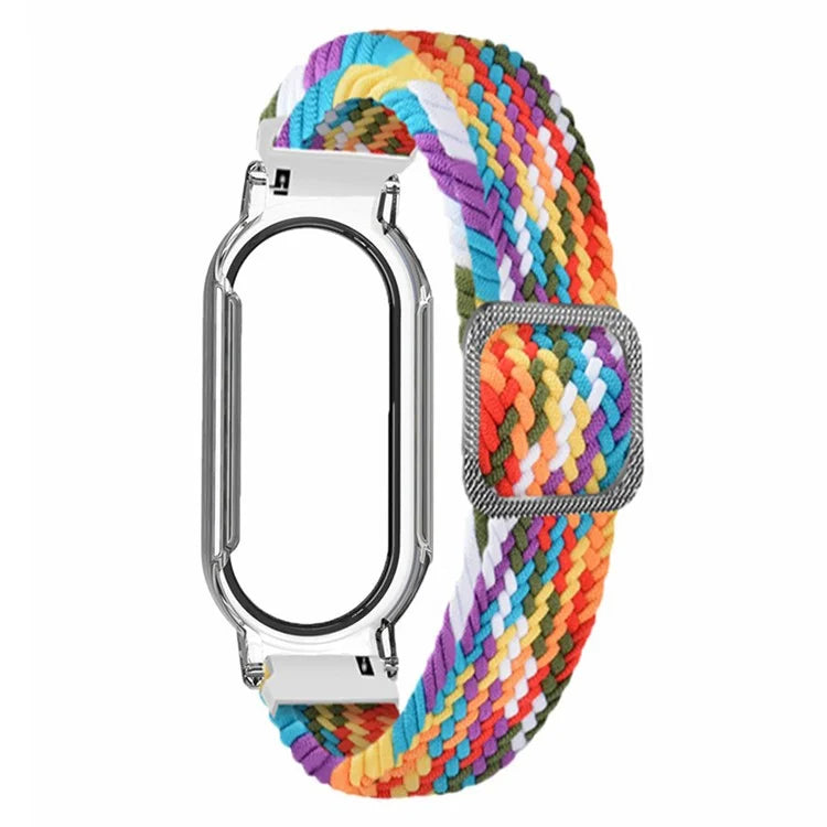 For Xiaomi Smart Band 8 / Band 8 NFC Braided Watch Band with PC Watch Case and Screen Protector