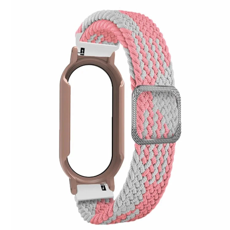 For Xiaomi Smart Band 8 / Band 8 NFC Braided Watch Band with PC Watch Case and Screen Protector