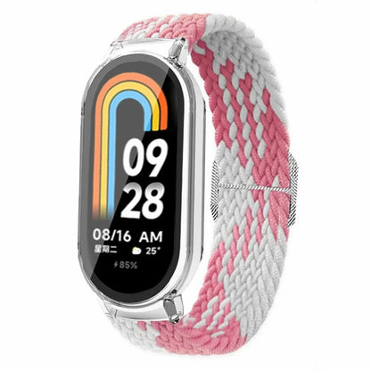 For Xiaomi Smart Band 8 / Band 8 NFC Braided Watch Band with PC Watch Case and Screen Protector