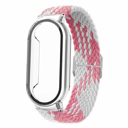 For Xiaomi Smart Band 8 / Band 8 NFC Braided Watch Band with PC Watch Case and Screen Protector
