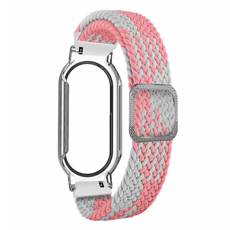 For Xiaomi Smart Band 8 / Band 8 NFC Braided Watch Band with PC Watch Case and Screen Protector