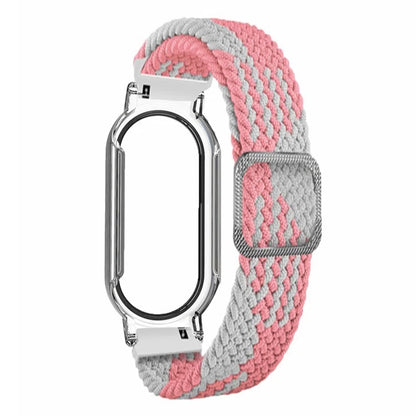 For Xiaomi Smart Band 8 / Band 8 NFC Braided Watch Band with PC Watch Case and Screen Protector