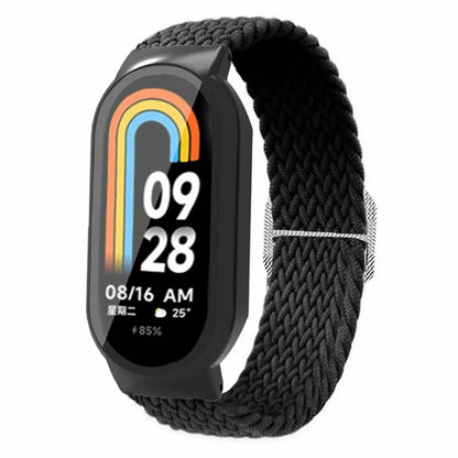For Xiaomi Smart Band 8 / Band 8 NFC Braided Watch Band with PC Watch Case and Screen Protector